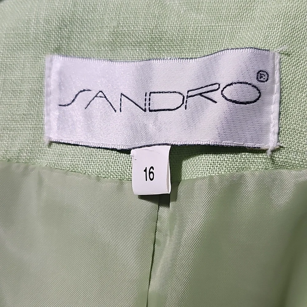 Sandro Light Green Linen Blazer Size 16 New - Picture 4 of 7